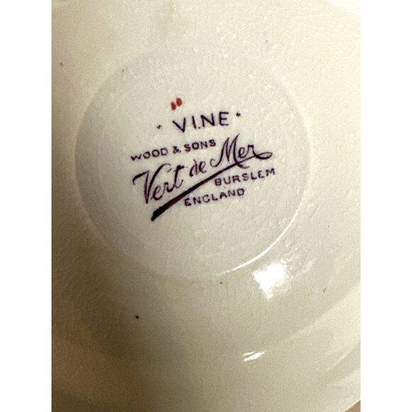 Festive Wood & Sons Saucer Plates England VINE Pattern Colorful Grapes Leaves - Picture 7 of 15